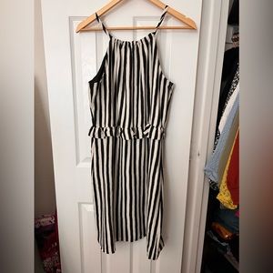 LOFT Black and White Striped Mini Dress